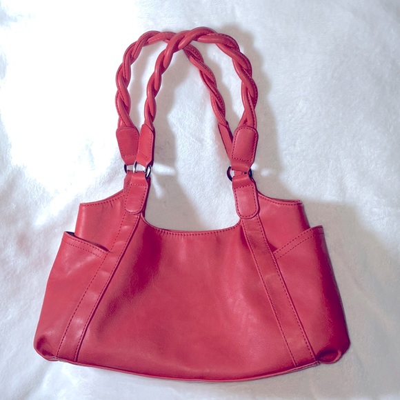 Relic By Fossil Coral Faux Leather Shoulder Bag Purse W/ Pockets Braided Straps - Picture 5 of 13